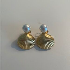 Gold and Pearl Shell Earrings